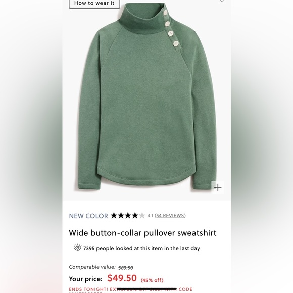J. Crew Factory wide button collar sweatshirt - Picture 9 of 9